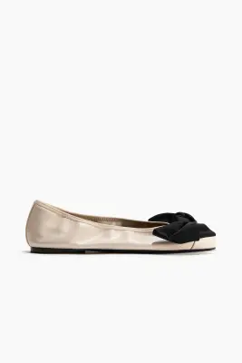 Ballerines avec nœud - Beige clair/noir — photo 2