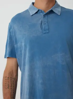 Polo Bleu Manches Courtes en Coton organique — photo 3