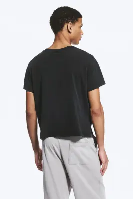 T-shirt carré en coton - Noir usé — photo 3