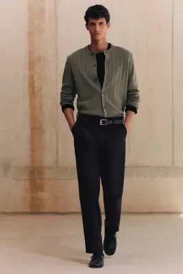PANTALON FUSEAU DÉCONTRACTÉ À PLIS - NOIR — photo 2