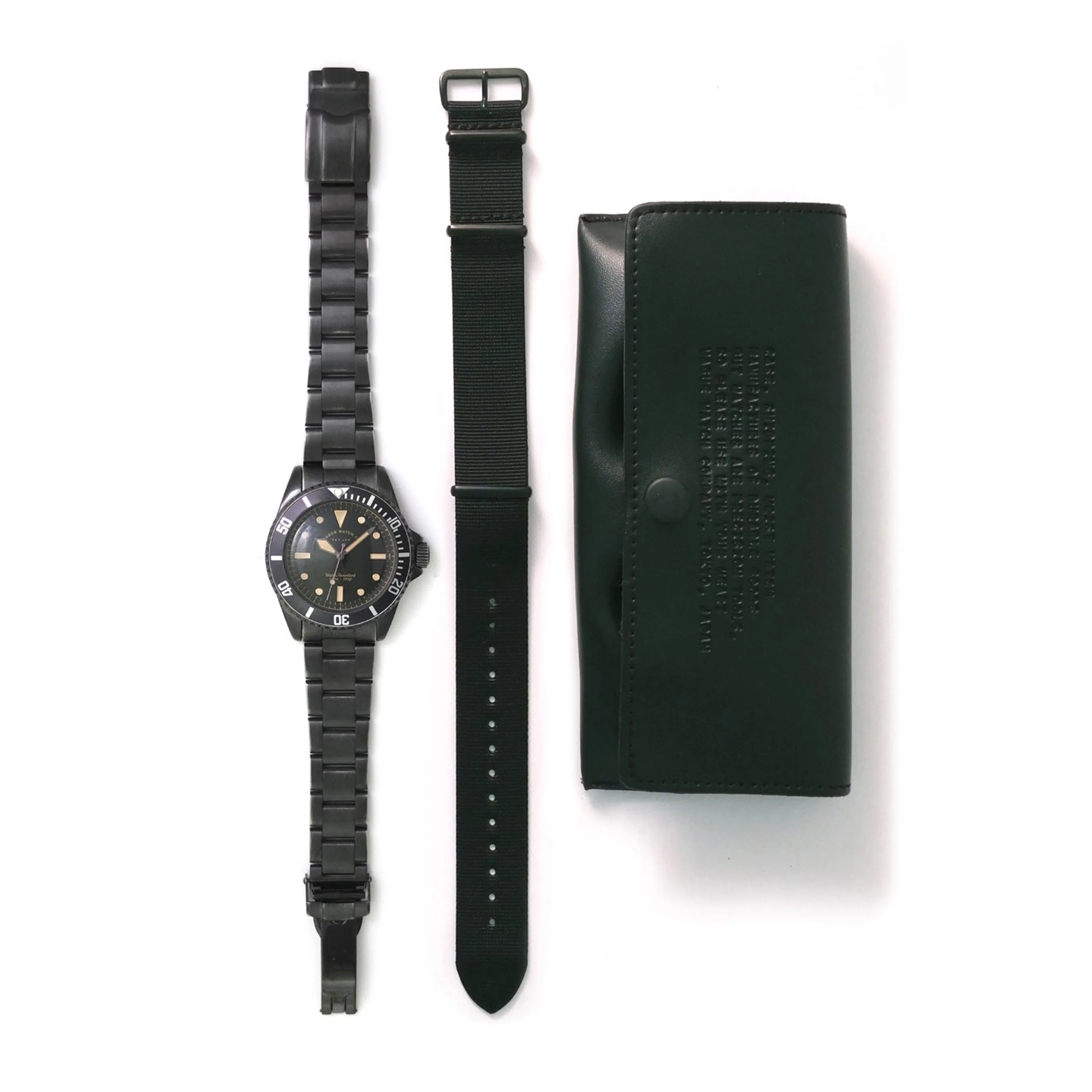 VAGUE WATCH BLACK SUB STAINLESS STEEL AND NYLON BAND