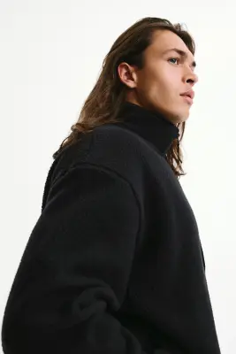 Veste Regular Fit en tissu Teddy bear - Noir — photo 3