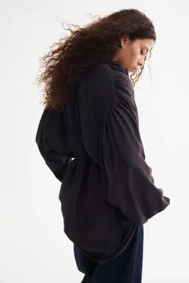 Robe tunique à volants ruchés - Violet foncé — photo 3
