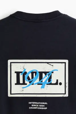 Sweat imprimé Loose Fit - Bleu foncé/INTL. 94 — photo 4