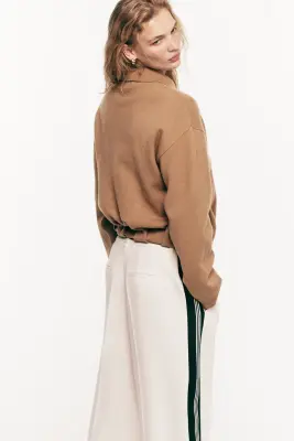Gilet oversize zippé - Beige foncé — photo 3