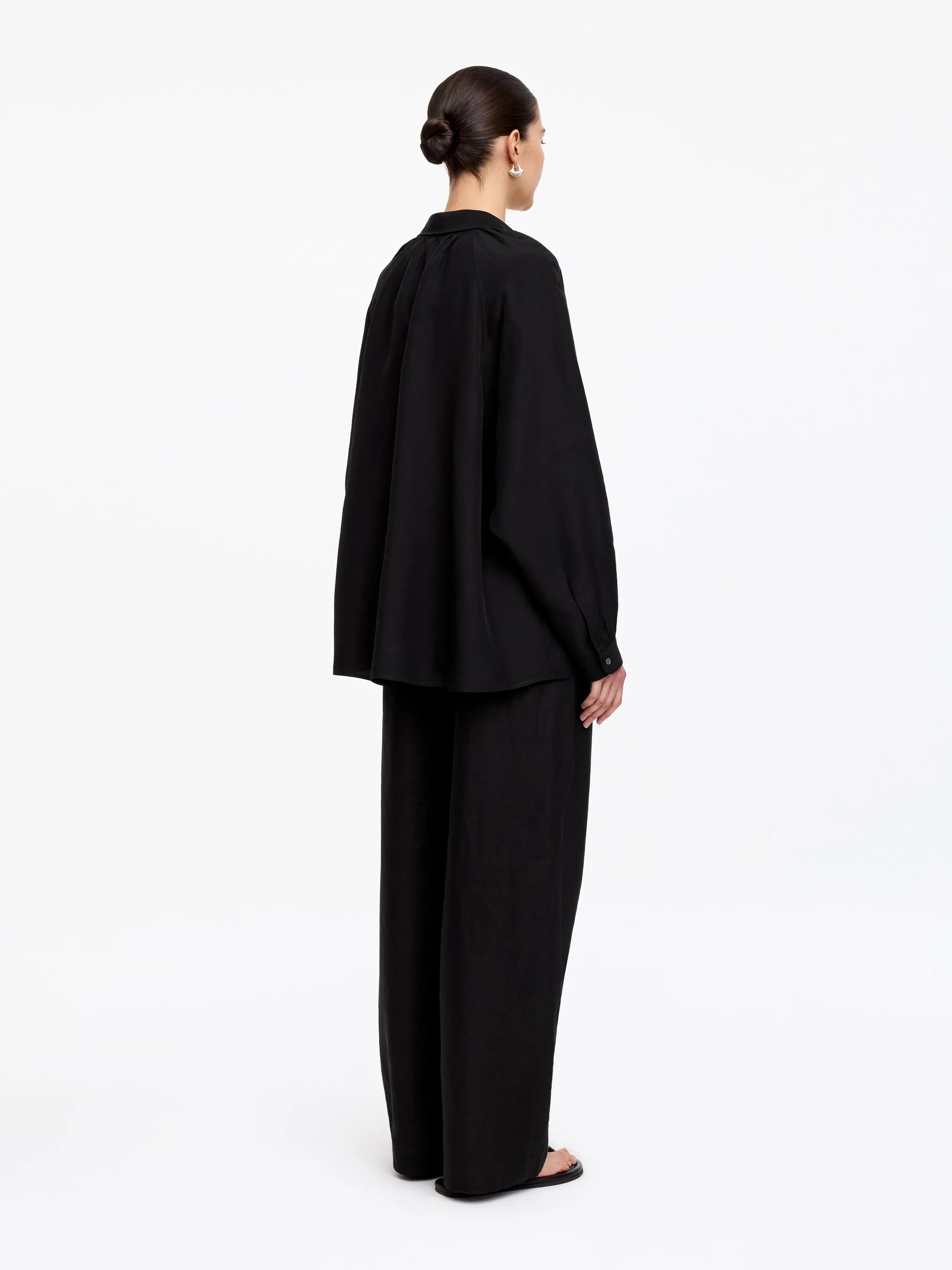 Chemise en viscose et lin - Noir