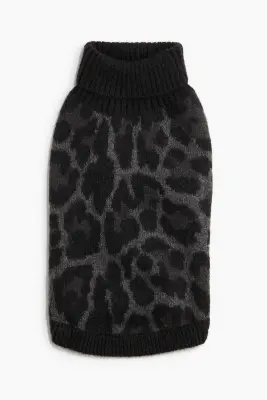 Pull jacquard pour chien - Noir/imprimé léopard — photo 5