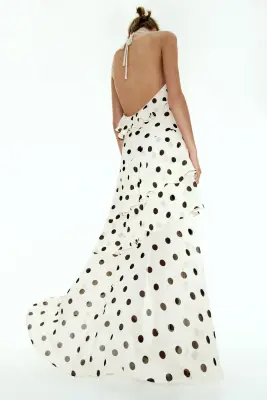 Robe dos nu volantée - Blanc/pois — photo 3