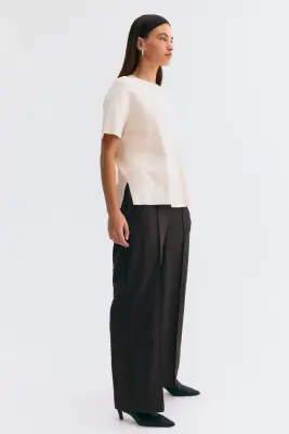 MAMA Pantalon large avec plis Before & After - Marron foncé — photo 1