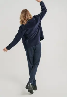 Le pantalon en flanelle - Bleu marine — photo 5