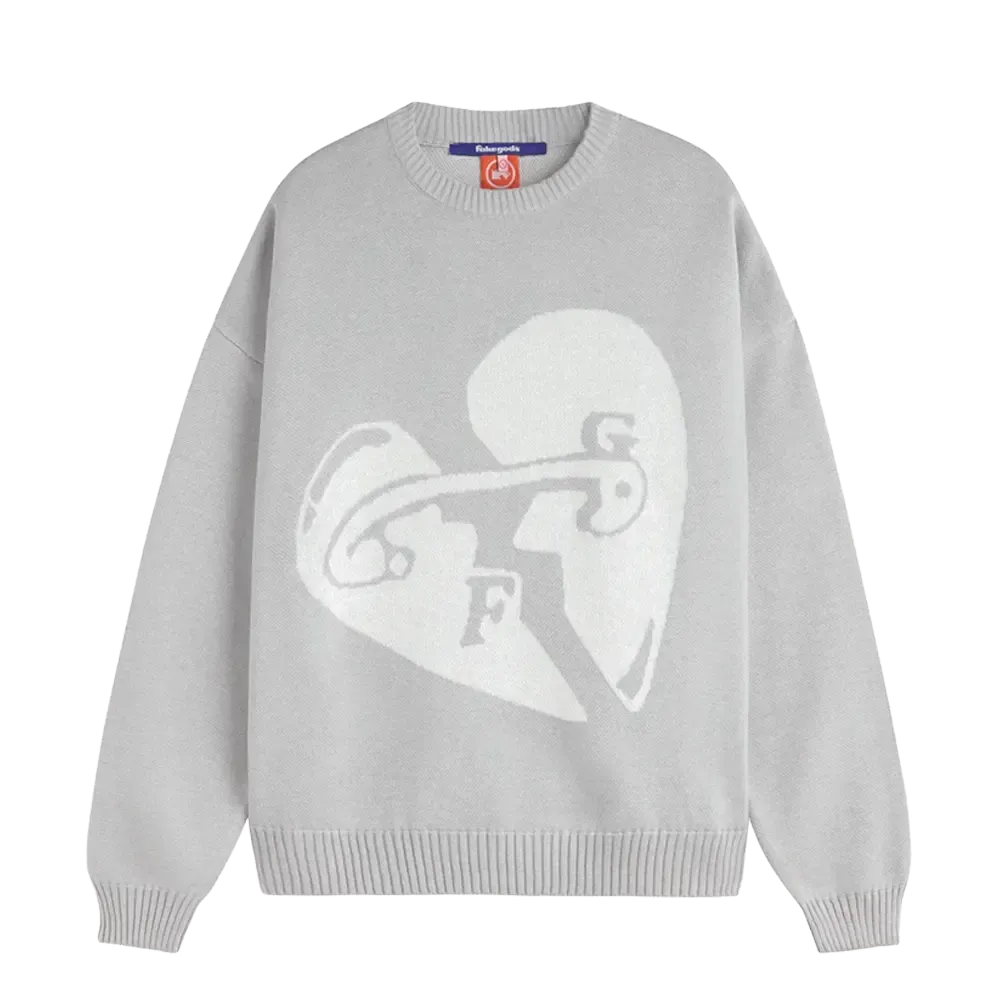 Fakegods Valentines Knitted Sweater Light Grey