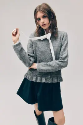 Gilet en maille pointelle - Gris chiné — photo 1