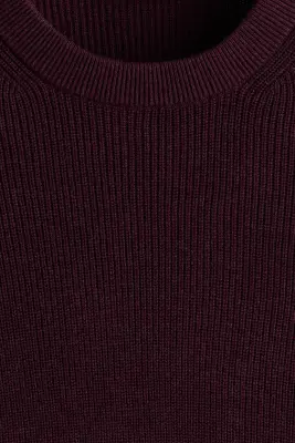 Pull Regular Fit en maille de coton côtelée - Rouge foncé — photo 5