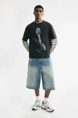T-shirt Loose Fit - Gris foncé/Nirvana — photo 2