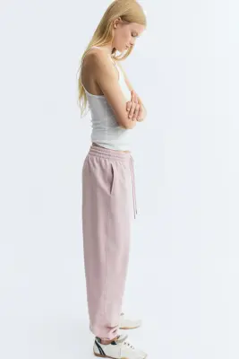 Pantalon en molleton de coton mélangé - Rose ancien clair — photo 2