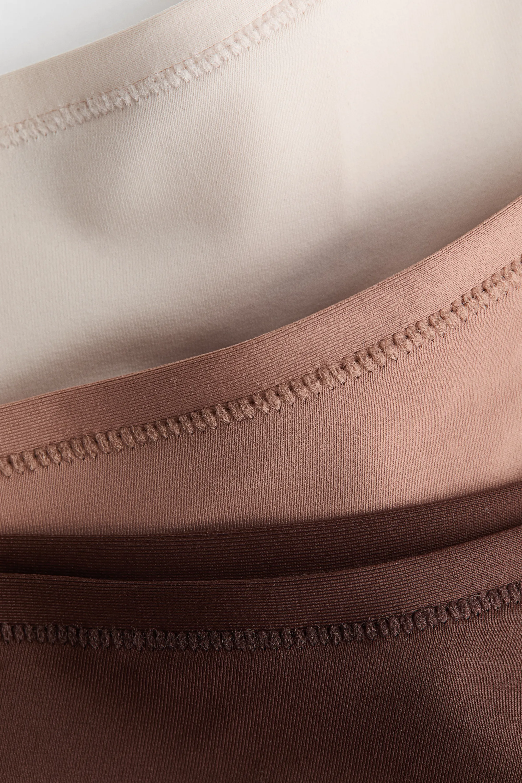Lot de 3 culottes Thong en microfibre - Crème/beige/marron foncé