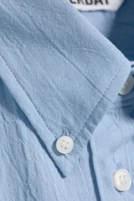 Chemise structurée ample boutonnée - Bleu clair rayé — photo 4