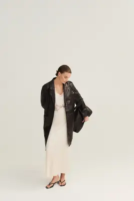 Manteau en tissu enduit - Marron foncé — photo 2