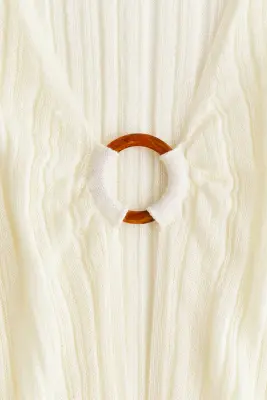 Robe de plage en maille côtelée - Crème — photo 5