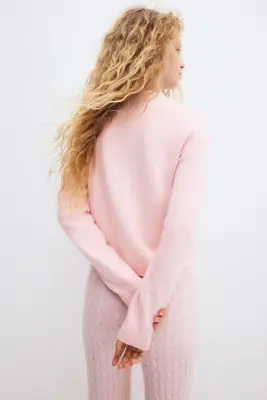 Gilet en maille fine - Rose clair — photo 3