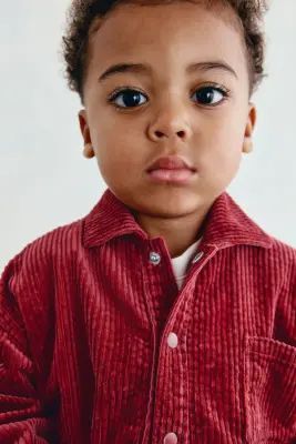 Chemise en velours de coton côtelé - Rouge — photo 2