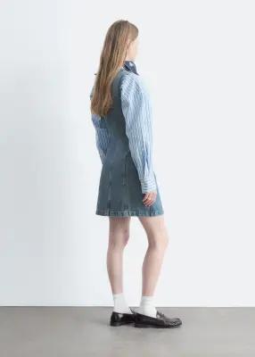 Robe boutonnée à l’avant en denim - Bleu — photo 5