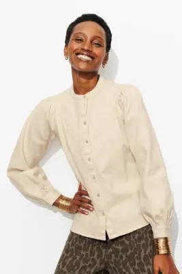 Chemise en toile brodée Femme — photo 2