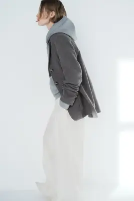 Blazer en laine mélangée - Gris chiné — photo 4