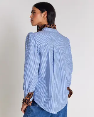 Blouse Source rayures bleu et léopard — photo 5