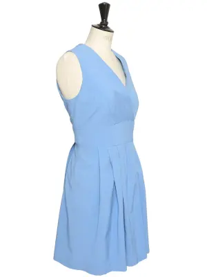 Robe à bretelles large décolleté V satinée bleu ciel Prix boutique 1300€ Taille 40/42 — photo 2