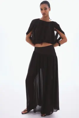 Top en mousseline - Marron foncé — photo 3
