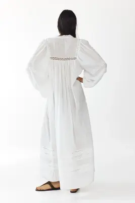Robe tunique oversize avec ceinture à nouer - Blanc — photo 2