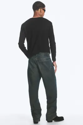 Jean droit et ample taille mi-haute Galaxy - Lobster Blue - Bleu foncé — photo 3