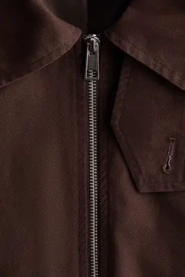 Veste en twill avec col - Marron foncé — photo 4