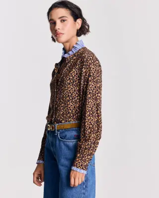 Chemise Mina léopard et rayures bleu — photo 3