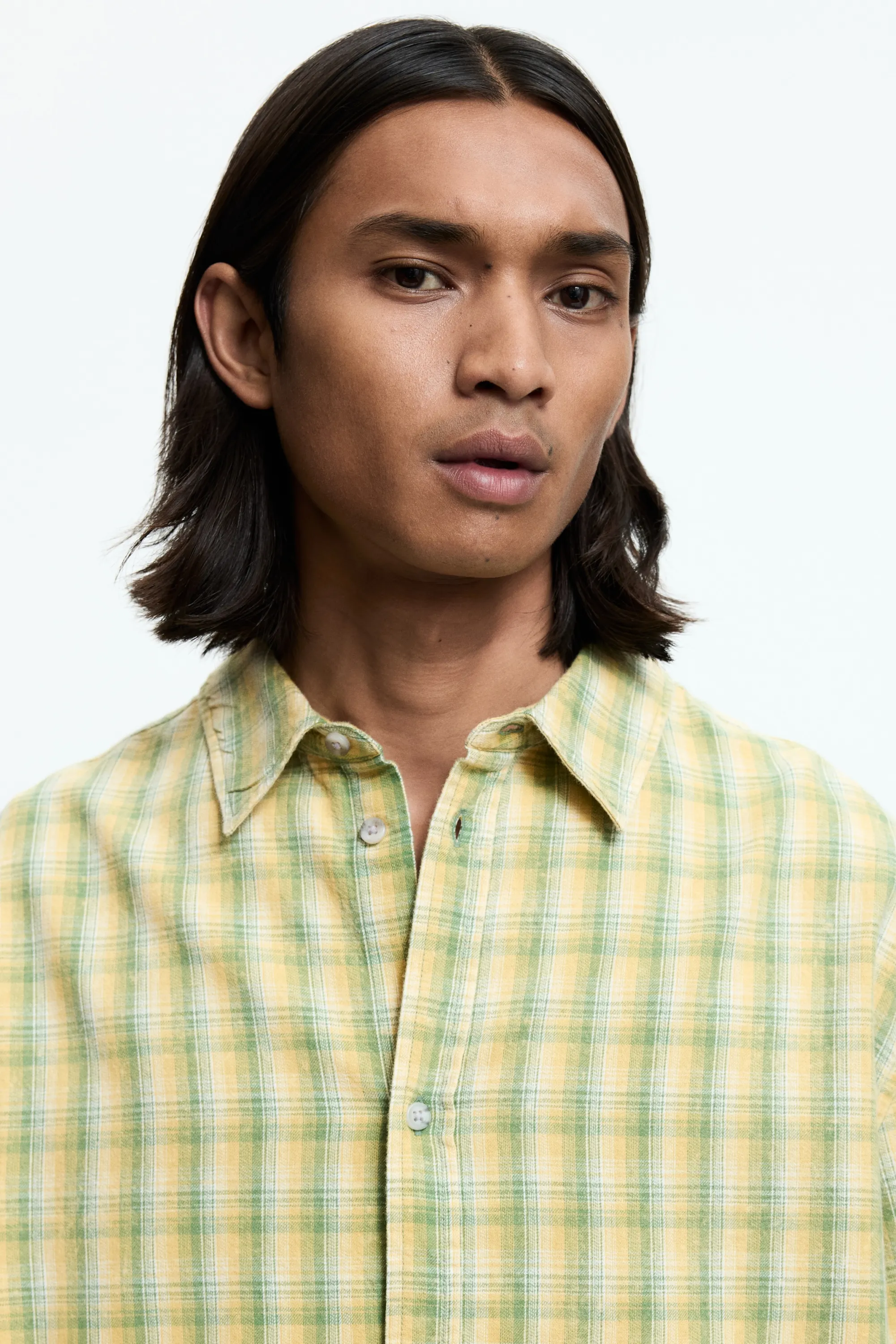Chemise Regular Fit à manches courtes - Vert clair/carreaux
