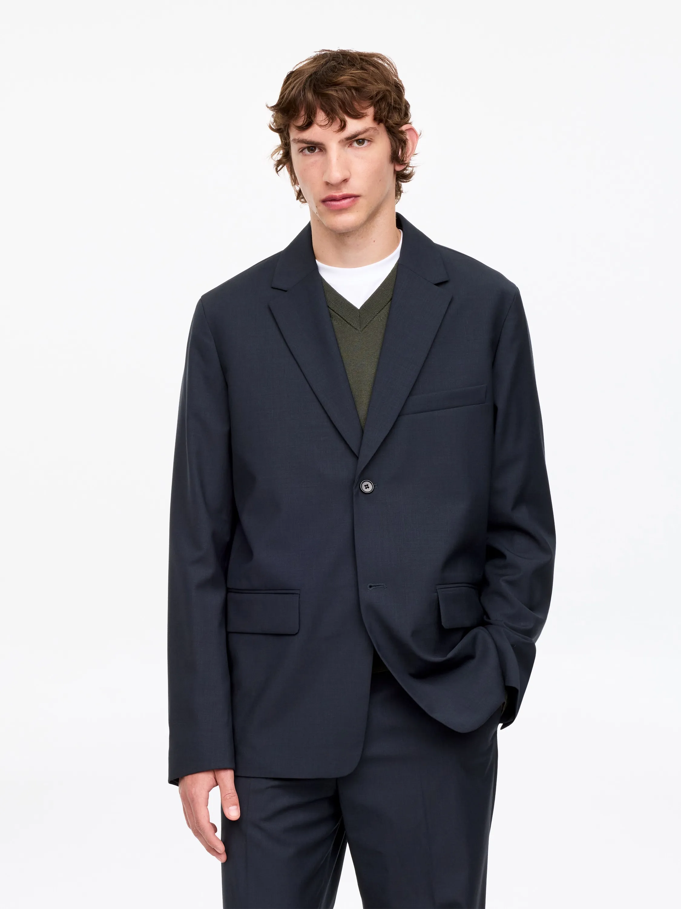 Blazer léger en laine - Bleu foncé