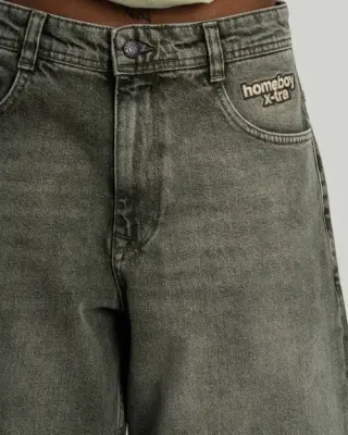 Short homeboy x-tra baggy dye denim – washed green — photo 5