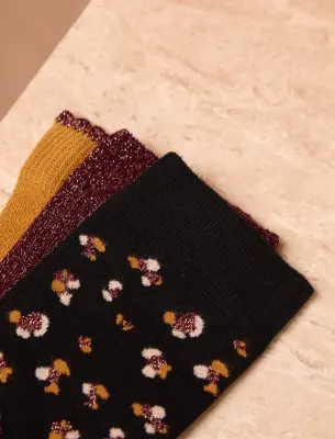 Pack chaussettes nostalgie - Léopard, bordeaux & moutarde — photo 2