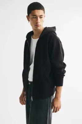 Veste à capuche zippée Relaxed Fit - Noir — photo 4