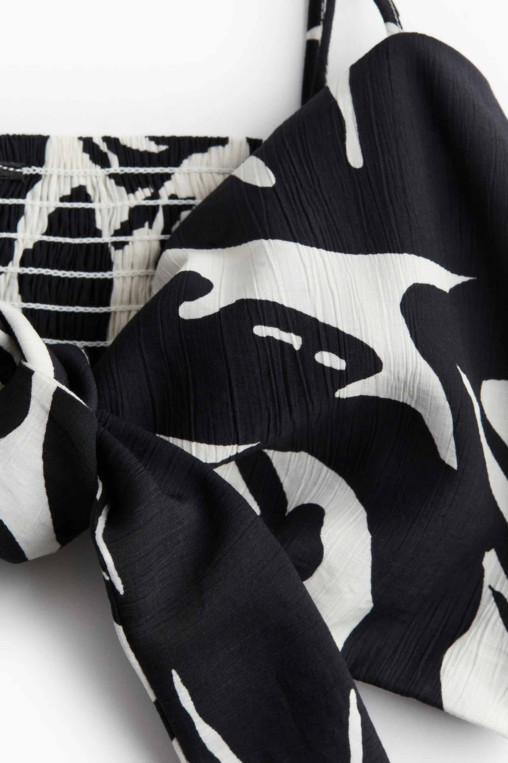 Top de plage avec détail à nouer - Noir/motif blanc