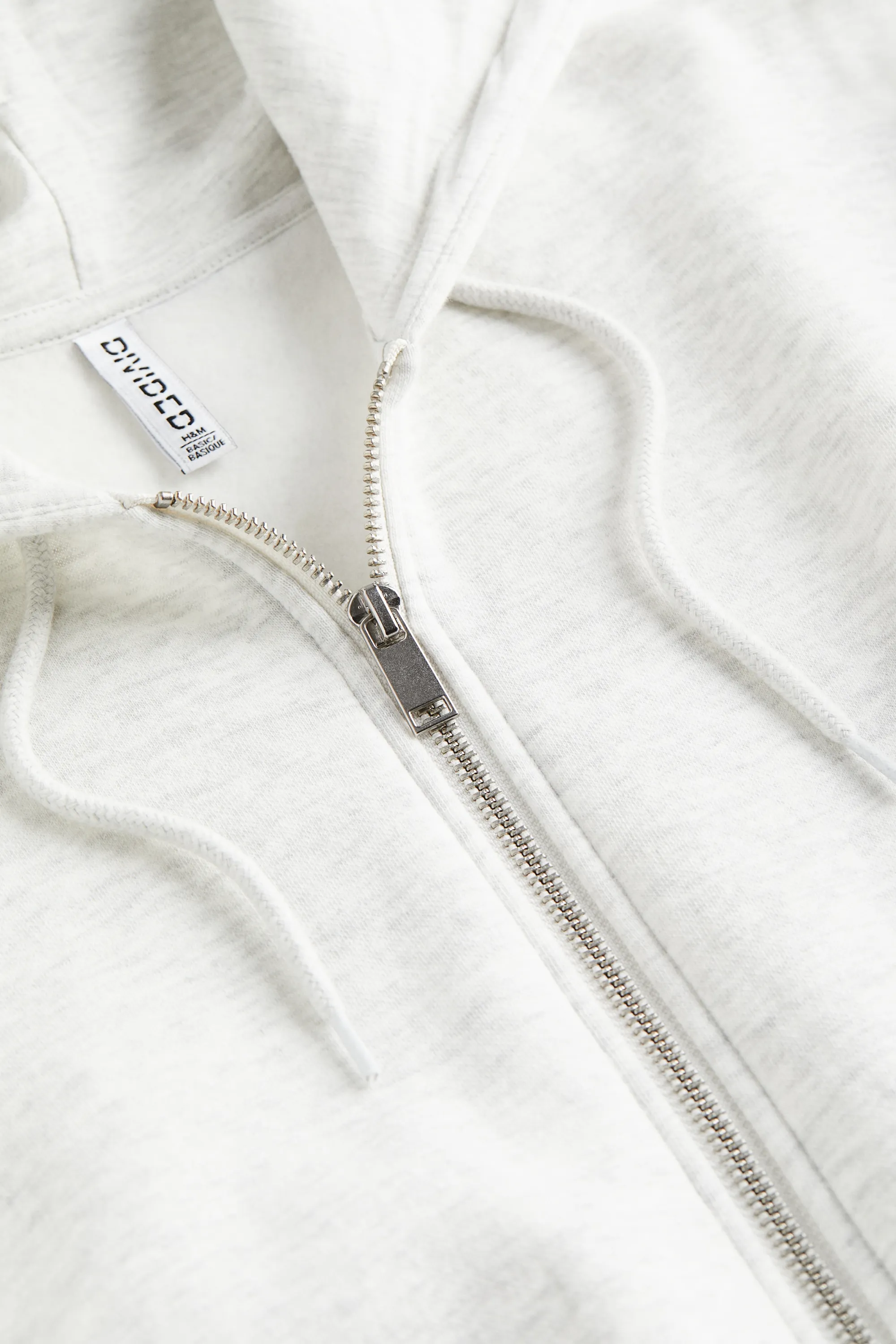 Veste courte avec capuche et zip - Gris clair chiné