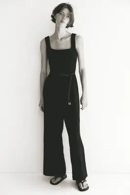 Combi-pantalon avec ceinture - Noir — photo 2
