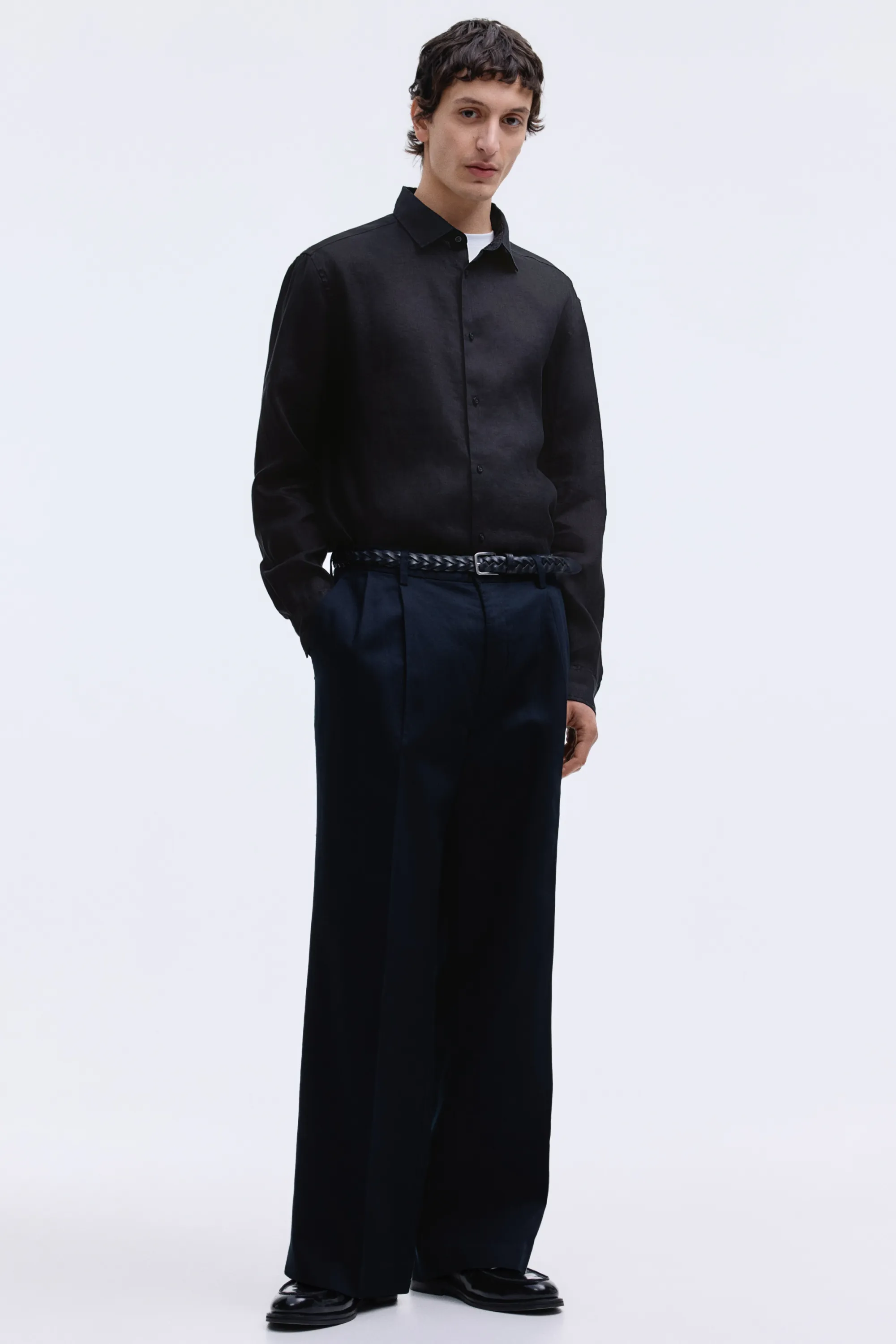 Chemise Slim Fit en lin - Noir