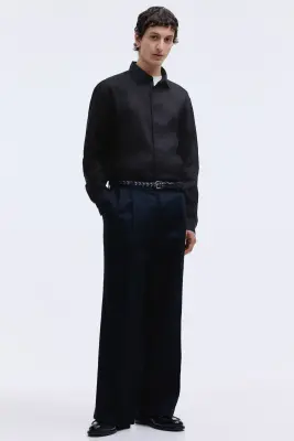 Chemise Slim Fit en lin - Noir — photo 1