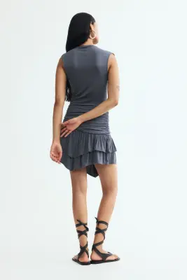 Draped tiered dress - Gris foncé — photo 2