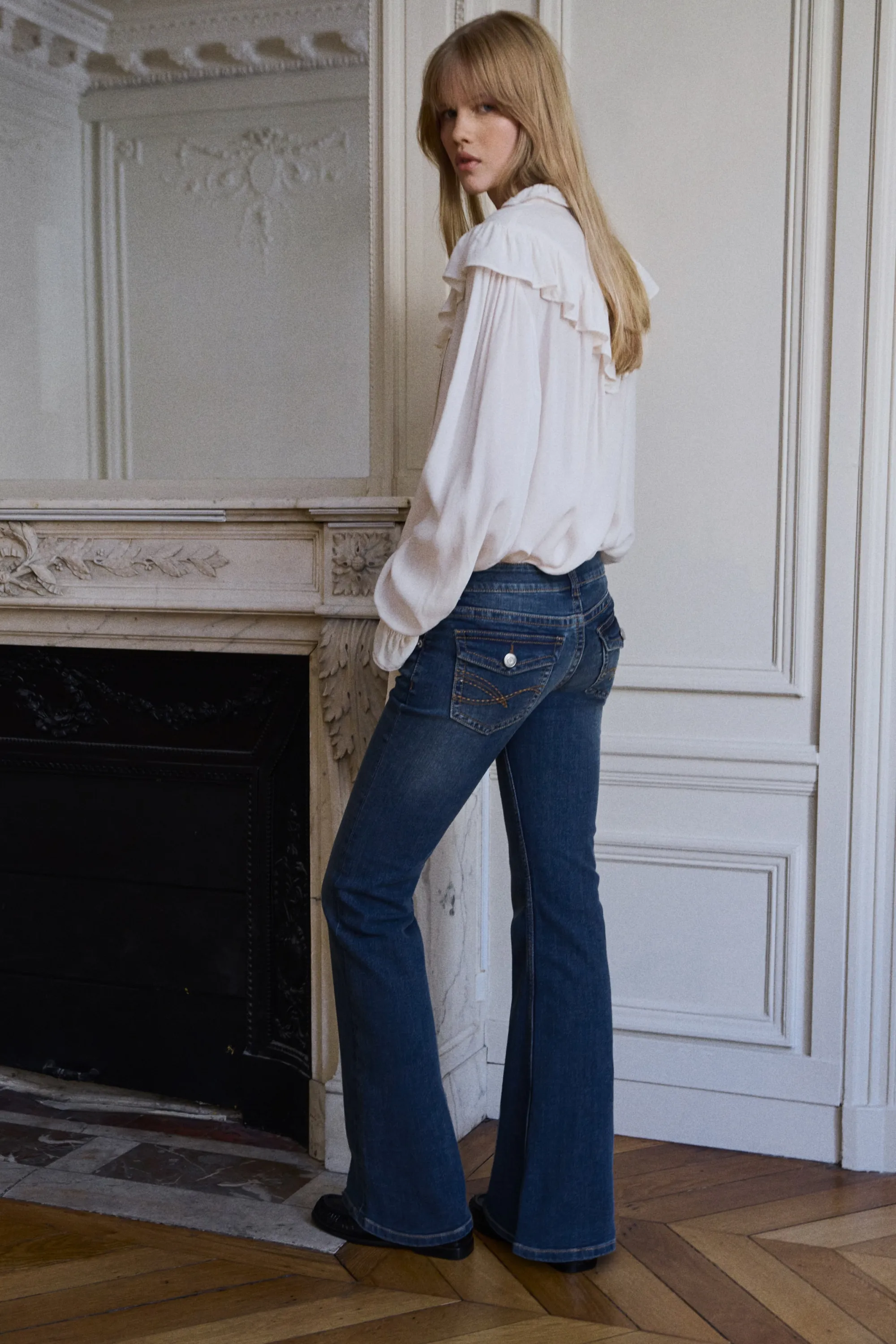 Flared Low Jeans - Bleu denim foncé