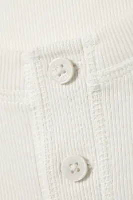 T-shirt Henley manches longues - Blanc cendré — photo 4