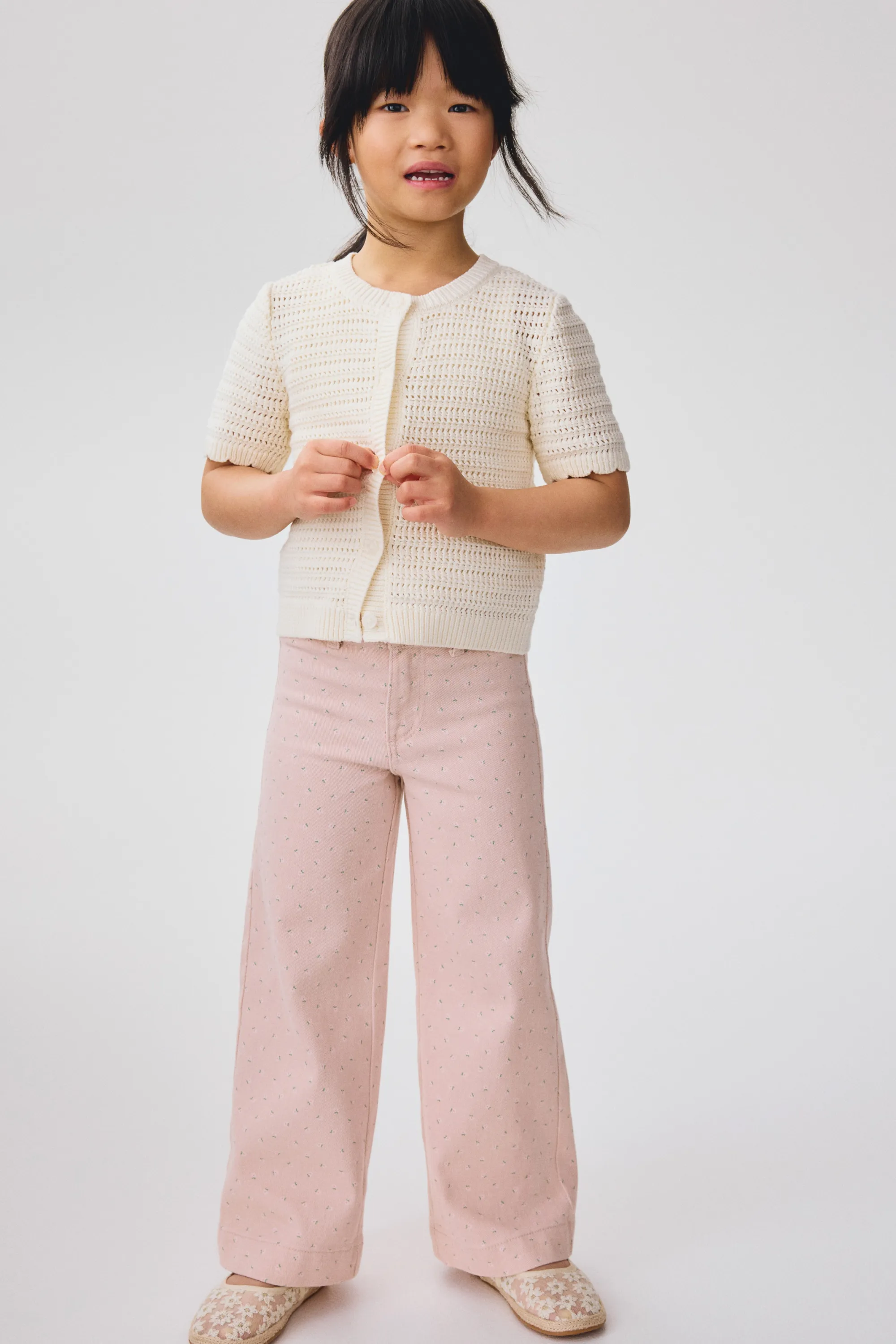 Pantalon évasé - Rose clair/fleuri