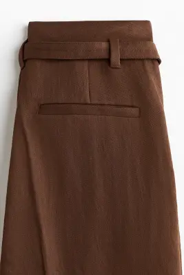 Pantalon large avec ceinture - Marron foncé — photo 4